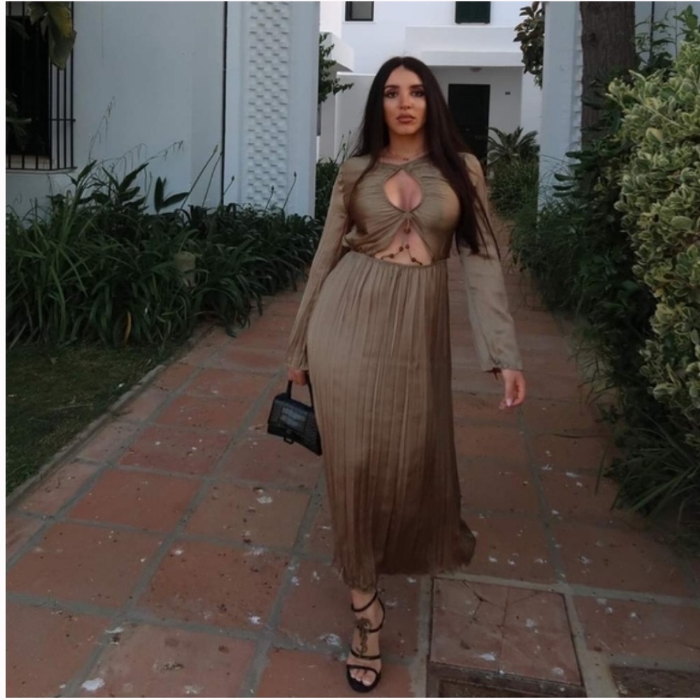 Zara wrinkle effect cut out dress
